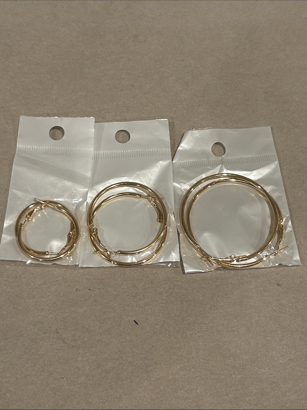 Unbranded Gold Hoop Earrings Set - Three Sizes